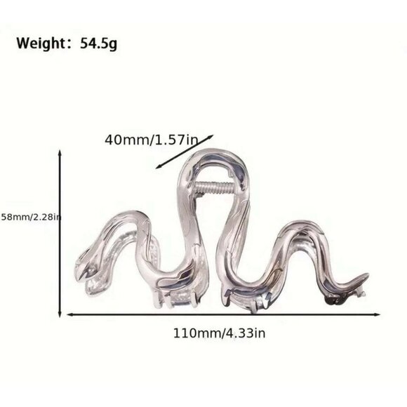 METAL SNAKE CLAW CLIP (SILVER) - Picture 3 of 4